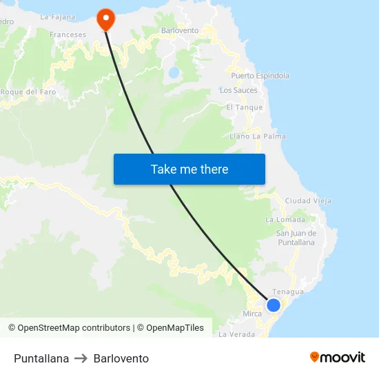 Puntallana to Barlovento map