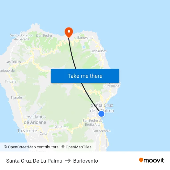 Santa Cruz De La Palma to Barlovento map
