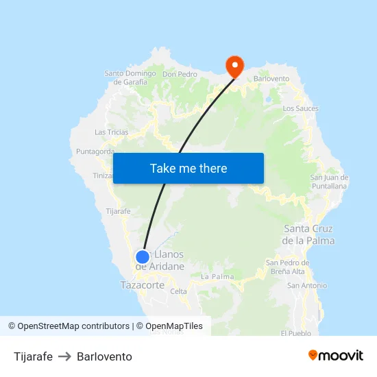 Tijarafe to Barlovento map
