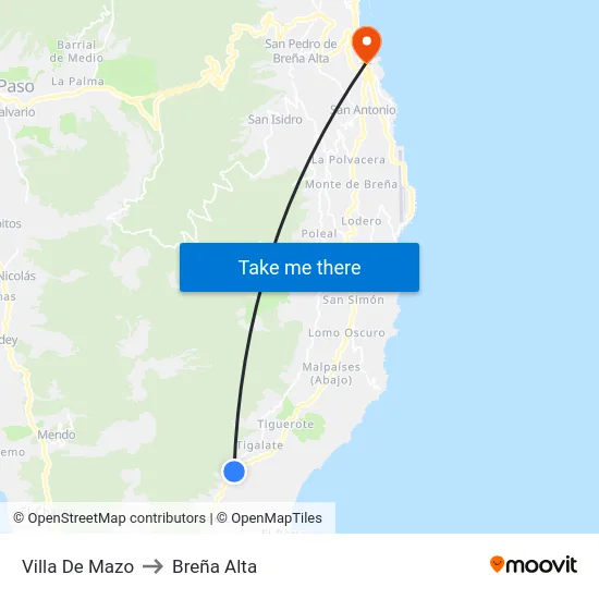 Villa De Mazo to Breña Alta map