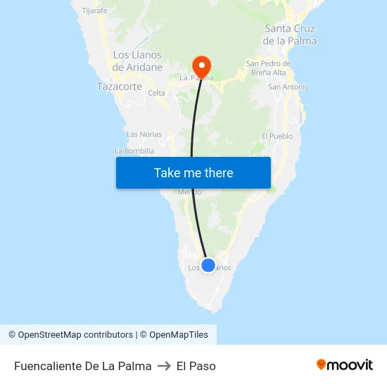 Fuencaliente De La Palma to El Paso map