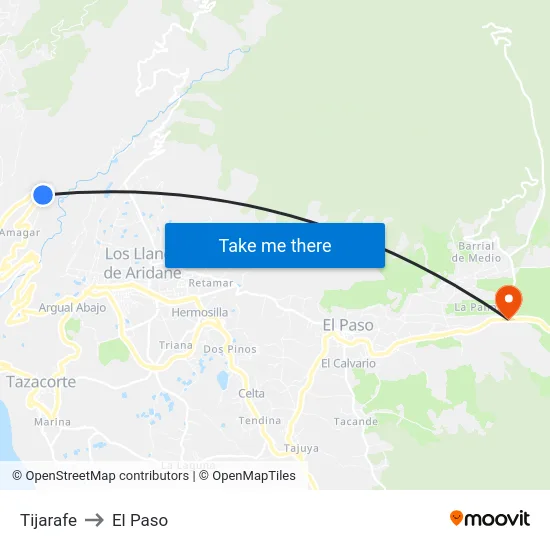 Tijarafe to El Paso map