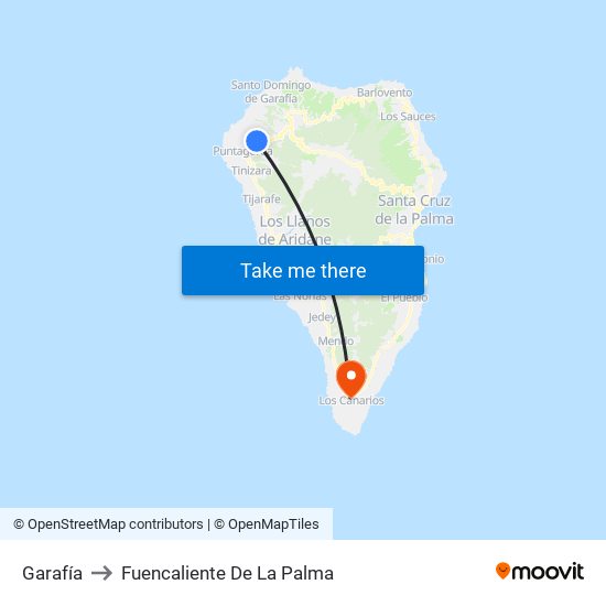 Garafía to Fuencaliente De La Palma map