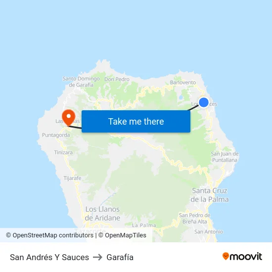 San Andrés Y Sauces to Garafía map