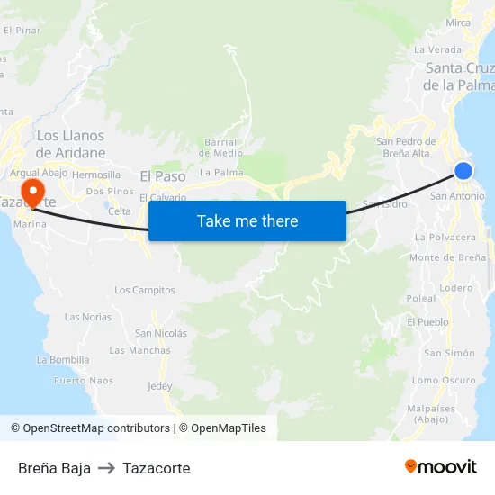 Breña Baja to Tazacorte map