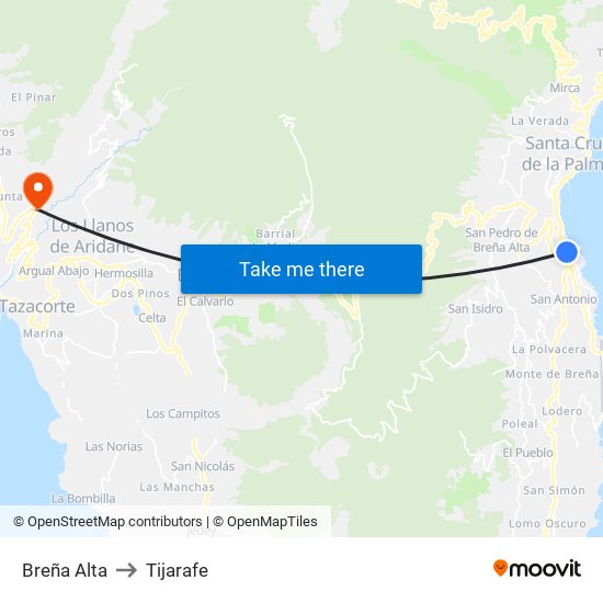 Breña Alta to Tijarafe map