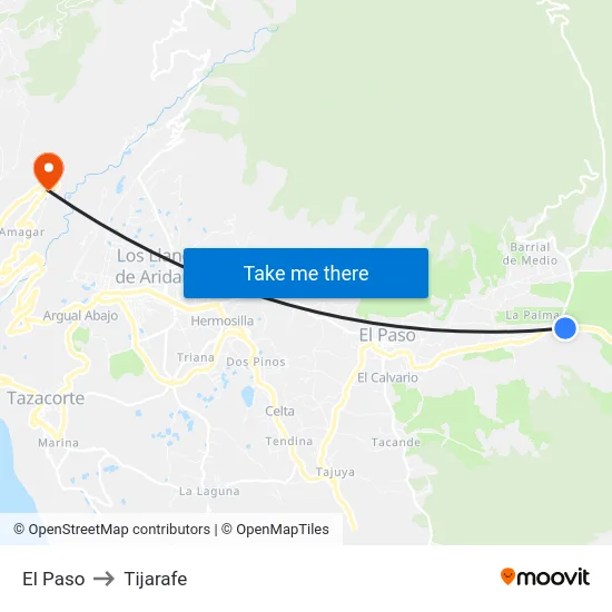 El Paso to Tijarafe map