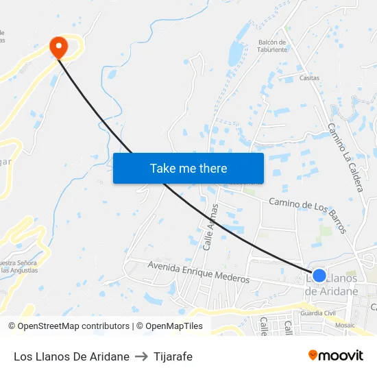 Los Llanos De Aridane to Tijarafe map