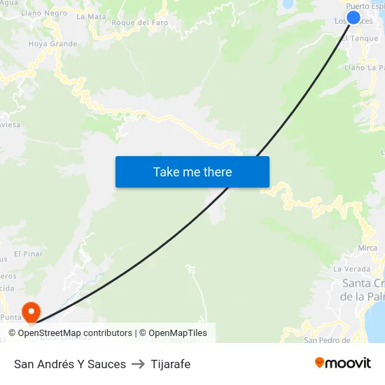 San Andrés Y Sauces to Tijarafe map