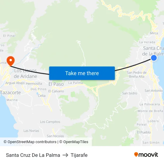 Santa Cruz De La Palma to Tijarafe map
