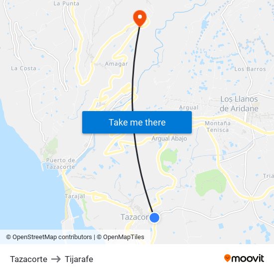 Tazacorte to Tijarafe map