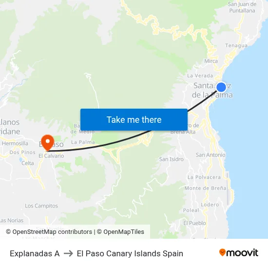 Explanadas A to El Paso Canary Islands Spain map