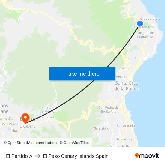 El Partido A to El Paso Canary Islands Spain map
