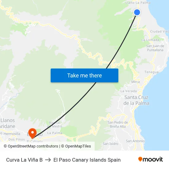 Curva La Viña B to El Paso Canary Islands Spain map