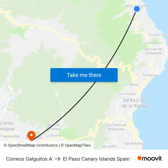 Correos Galguitos A to El Paso Canary Islands Spain map