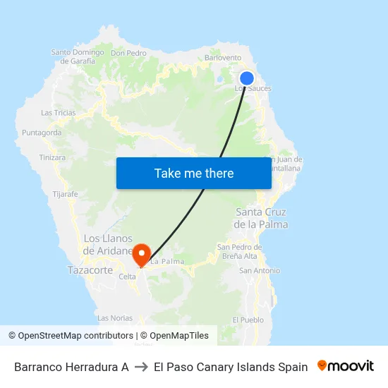 Barranco Herradura A to El Paso Canary Islands Spain map