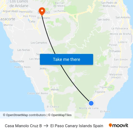 Casa Manolo Cruz B to El Paso Canary Islands Spain map