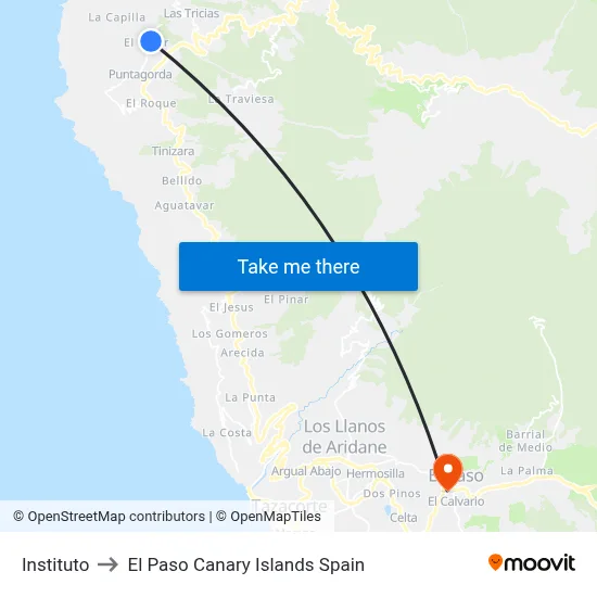 Instituto to El Paso Canary Islands Spain map