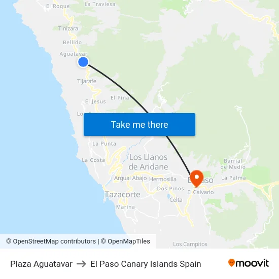 Plaza Aguatavar to El Paso Canary Islands Spain map