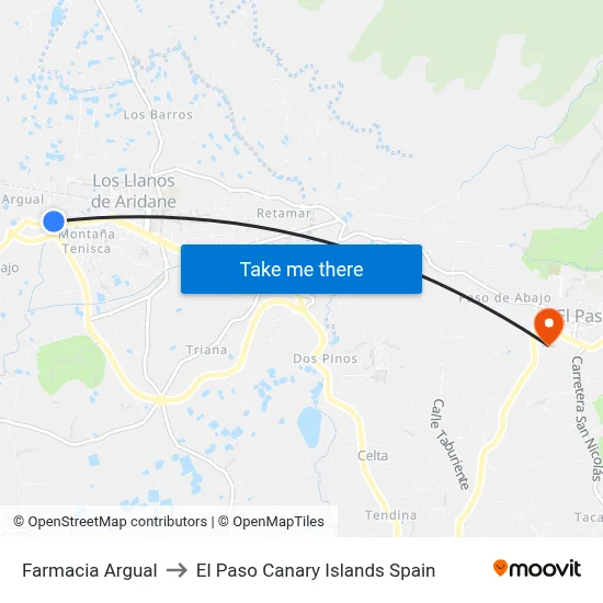 Farmacia Argual to El Paso Canary Islands Spain map