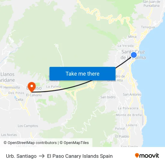 Urb. Santiago to El Paso Canary Islands Spain map