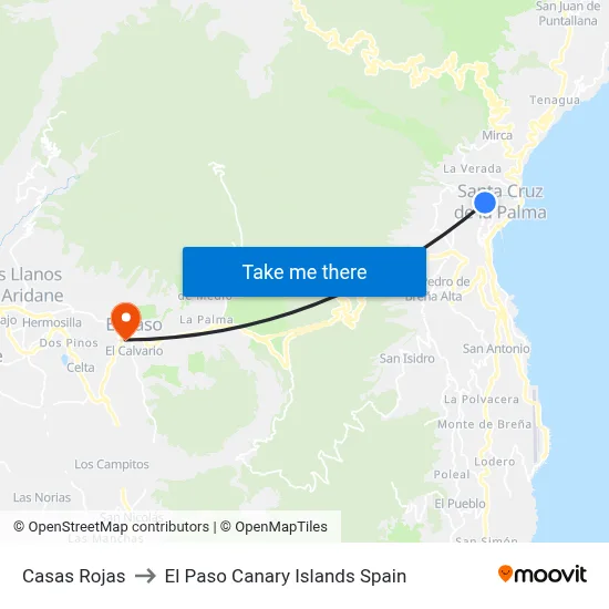 Casas Rojas to El Paso Canary Islands Spain map