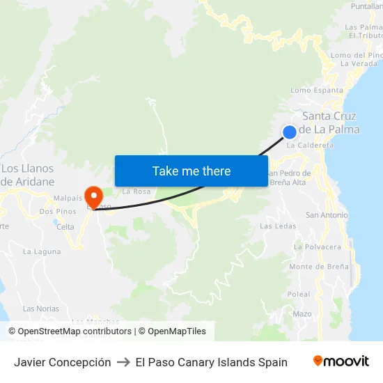 Javier Concepción to El Paso Canary Islands Spain map