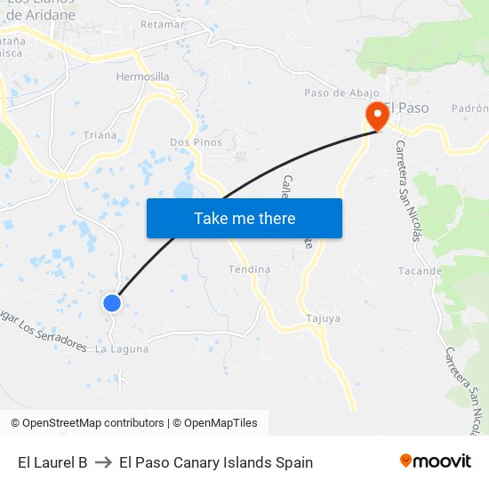 El Laurel B to El Paso Canary Islands Spain map