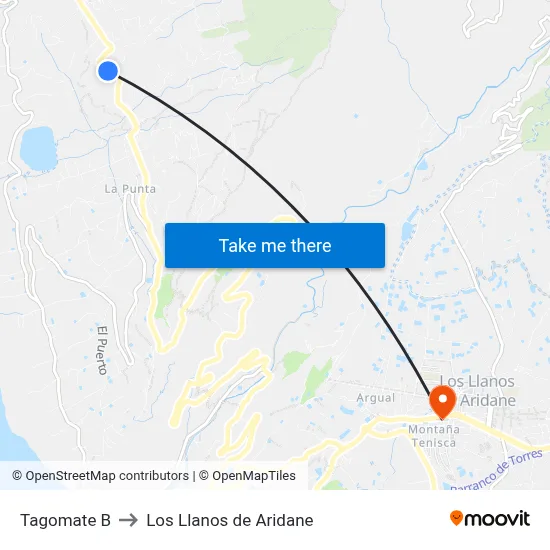 Tagomate B to Los Llanos de Aridane map