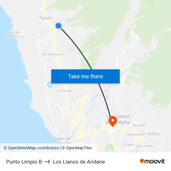 Punto Limpio B to Los Llanos de Aridane map