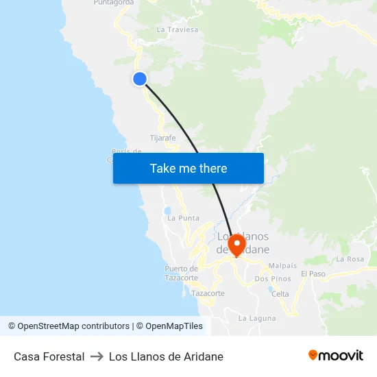 Casa Forestal to Los Llanos de Aridane map
