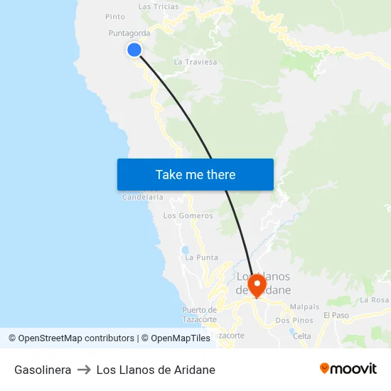 Gasolinera to Los Llanos de Aridane map