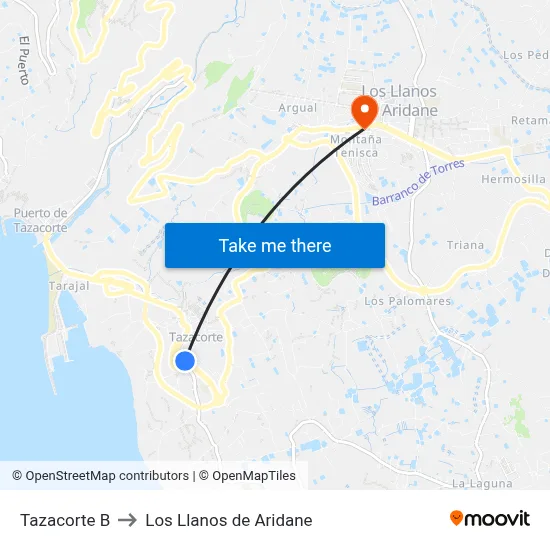 Tazacorte B to Los Llanos de Aridane map