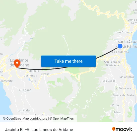 Jacinto B to Los Llanos de Aridane map