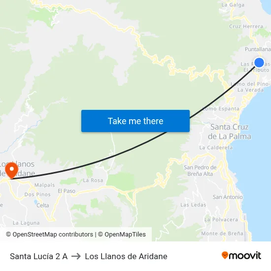 Santa Lucía 2 A to Los Llanos de Aridane map