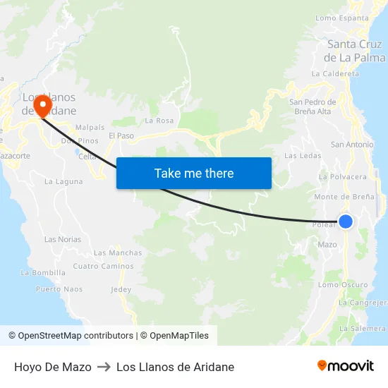 Hoyo De Mazo to Los Llanos de Aridane map