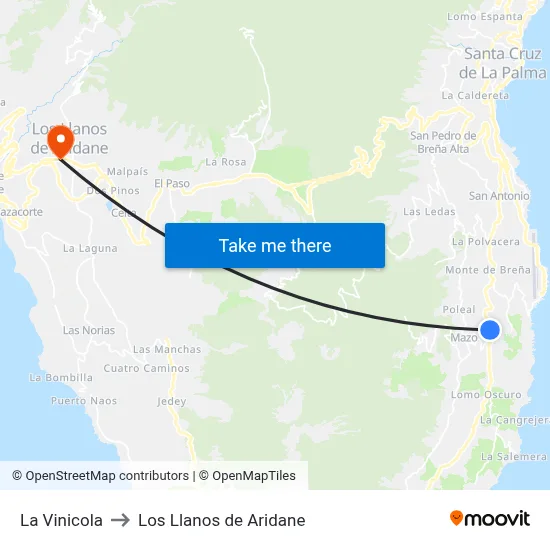 La Vinicola to Los Llanos de Aridane map