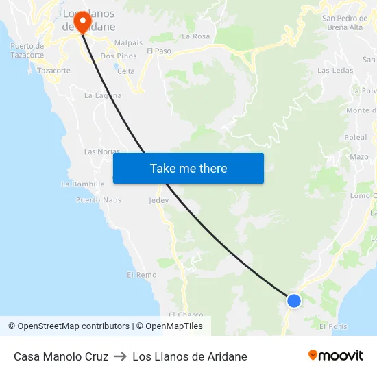 Casa Manolo Cruz to Los Llanos de Aridane map