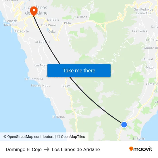 Domingo El Cojo to Los Llanos de Aridane map
