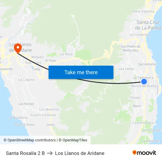 Santa Rosalía 2 B to Los Llanos de Aridane map