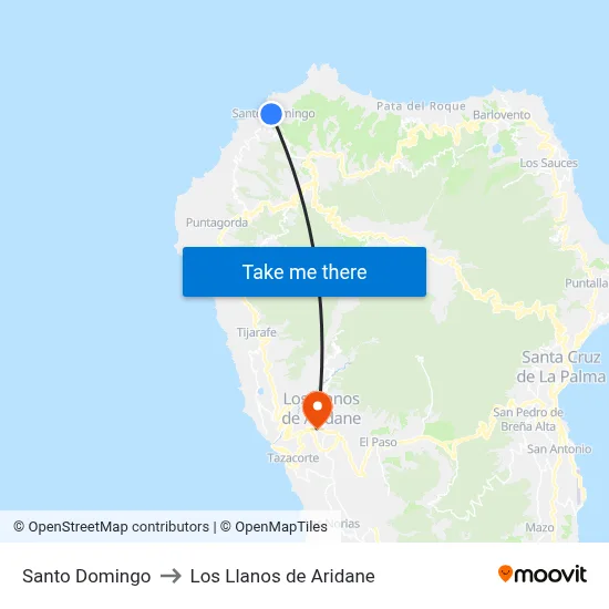 Santo Domingo to Los Llanos de Aridane map
