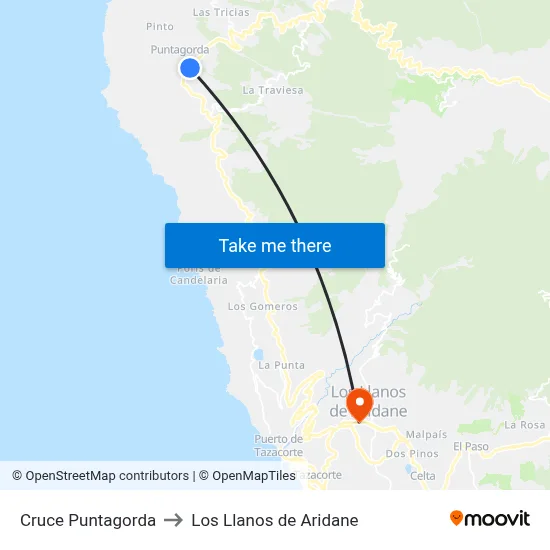 Cruce Puntagorda to Los Llanos de Aridane map