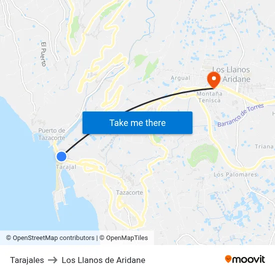 Tarajales to Los Llanos de Aridane map