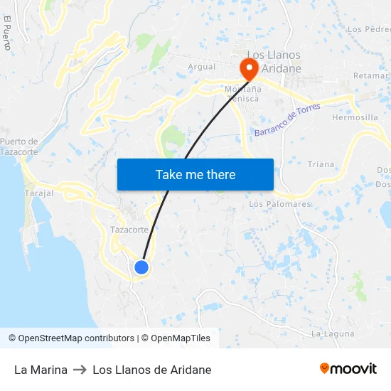 La Marina to Los Llanos de Aridane map