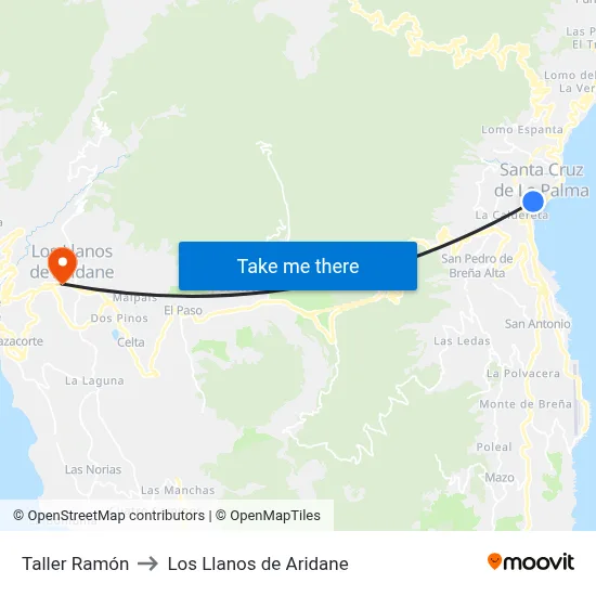 Taller Ramón to Los Llanos de Aridane map