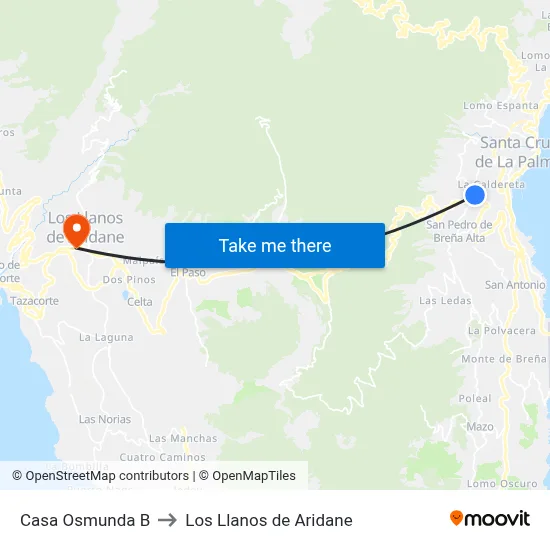 Casa Osmunda B to Los Llanos de Aridane map