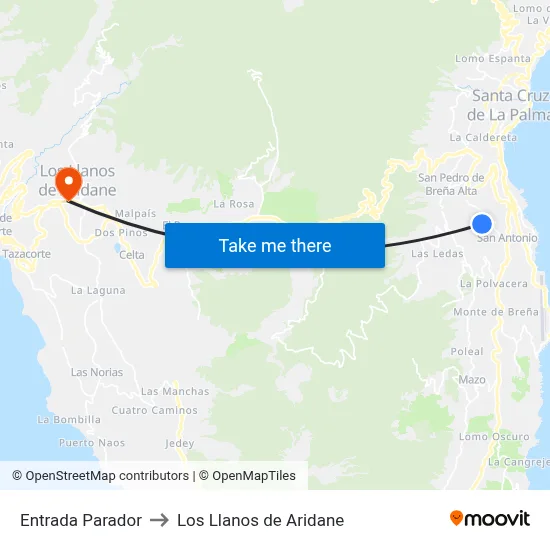 Entrada Parador to Los Llanos de Aridane map