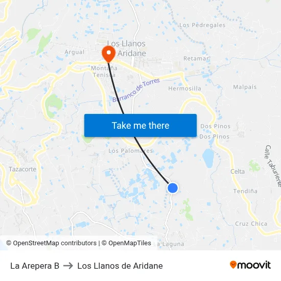 La Arepera B to Los Llanos de Aridane map