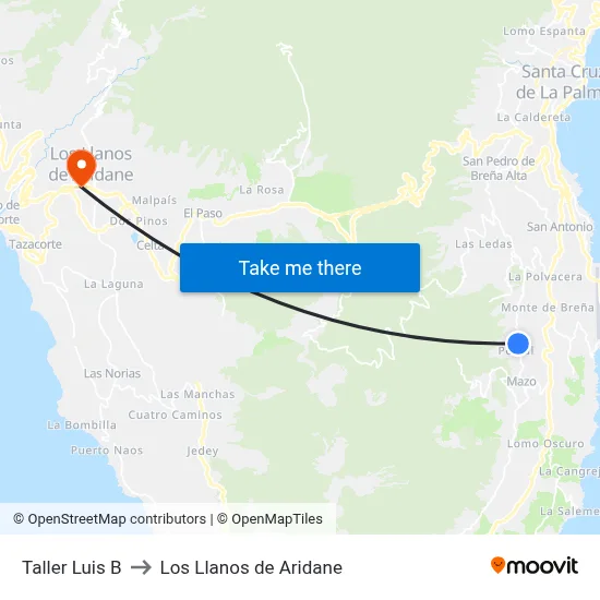 Taller Luis B to Los Llanos de Aridane map