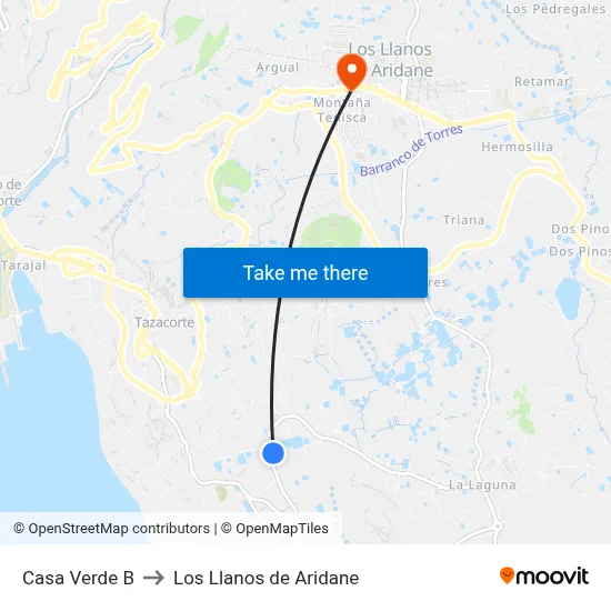 Casa Verde B to Los Llanos de Aridane map